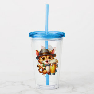 Cat And Beer Clipart Design-85244 Acrylic Tumbler