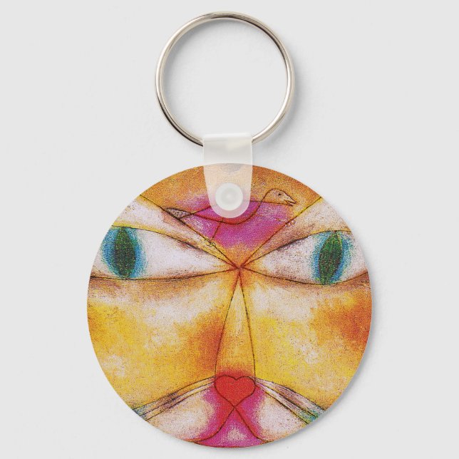 Cat and Bird - Abstract Art - Paul Klee Key Ring (Front)