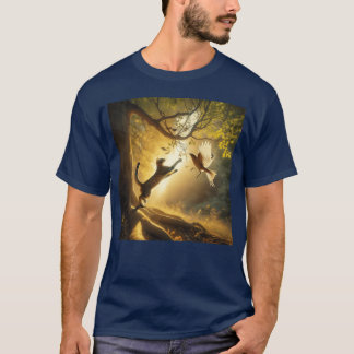 Cat and Bird Encounter boy T-Shirt