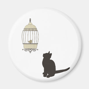 Cat and Birdcage Magnet