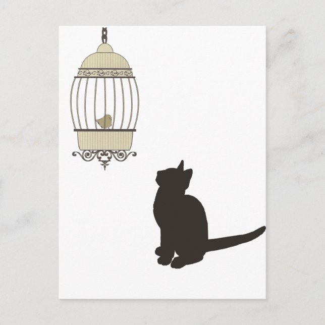 Cat and Birdcage Postcard (Front)