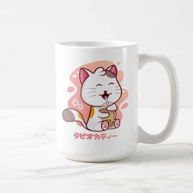 Cat And Boba Milk Tea Anime Kawaii Coffee Mug (Right)