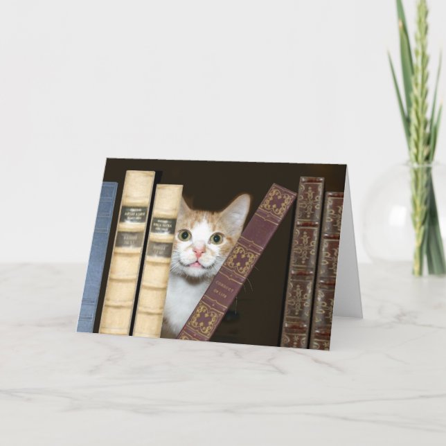 Cat and books card (Front)