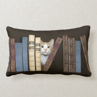 Cat and books lumbar cushion