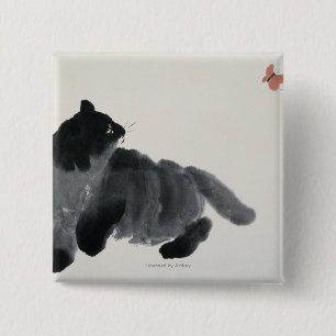 Cat and Butterfly 15 Cm Square Badge