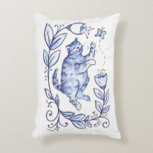 Cat And Butterfly Pillow