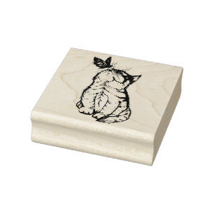 Cat and Butterfly Rubber Stamp