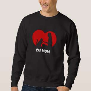 Cat And Cat Owner With Heart Cat Mum Pullover