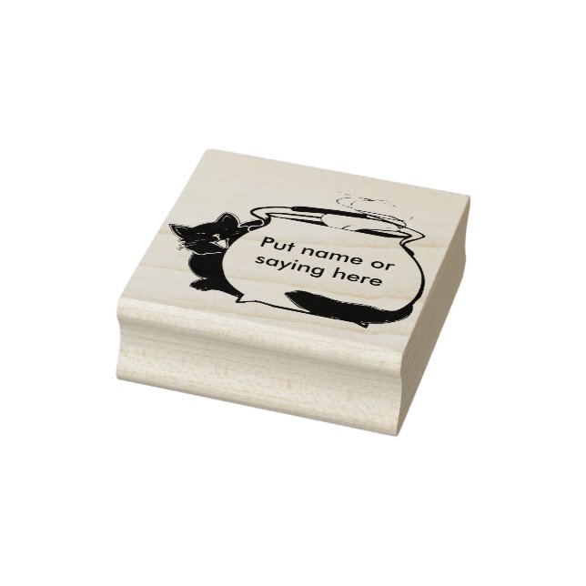 Cat and cauldron 2 illustration art stamp (Stamp)