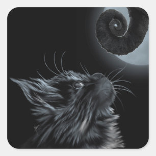 Cat And Cham Tail ~ MEOWZMERIZED Square Sticker