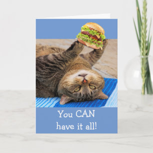 Cat And Cheeseburger Birthday Card