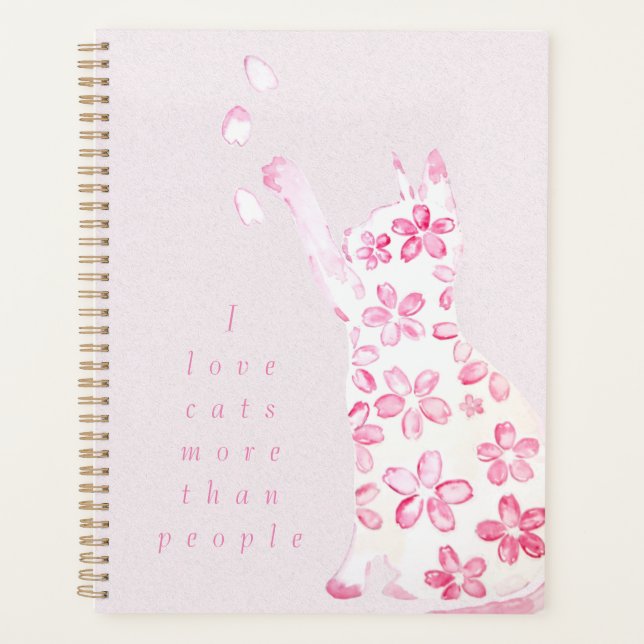 cat and cherry blossom  planner (Front)