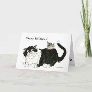 Cat and Chickadee Best Friend Birthday Card