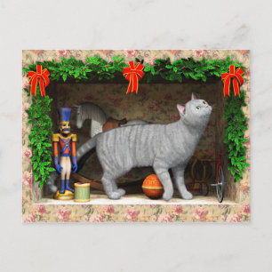 Cat and Christmas stuff Holiday Postcard