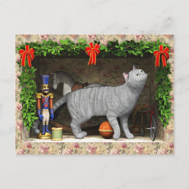 Cat and Christmas stuff Holiday Postcard (Front)