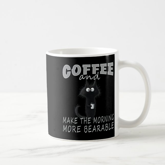 Cat And Coffee Tee Design, Funny-cat Morning Humor Coffee Mug (Right)