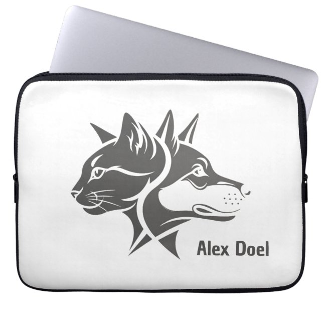 Cat and Dog 2 Sides-Face Laptop Sleeve (Front)