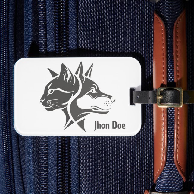 Cat and Dog 2 Sides-Face Luggage Tag (Front Insitu 4)