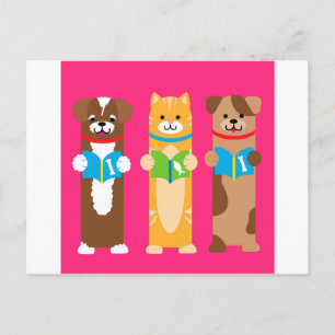 Cat and Dog Bookmarks Postcard