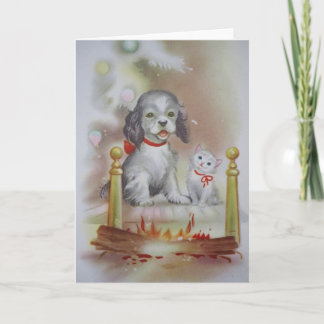 Cat and Dog Christmas Holiday Card