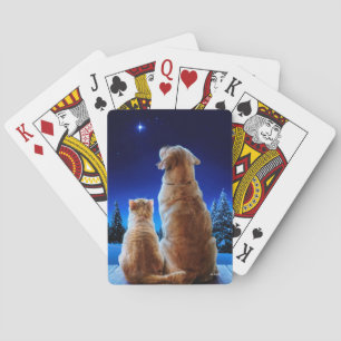 Cat and Dog Christmas Miracle Playing Cards