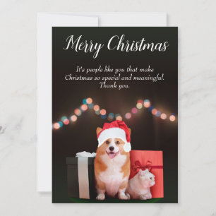 Cat and Dog customisable Christmass Holiday Card