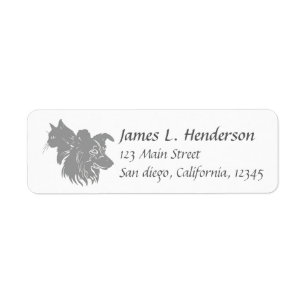 Cat and Dog Faces with Personalised Name Return Address Label