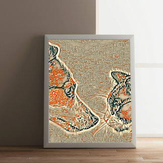 Cat and dog friendship, abstract poster