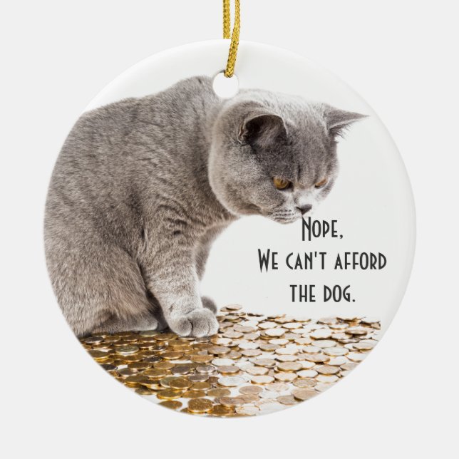 Cat and dog humour ceramic tree decoration (Front)