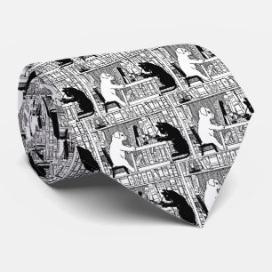 Cat and Dog in the Library Tie