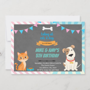 Cat and dog joint party Invitation