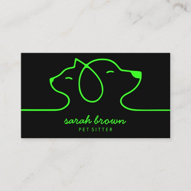 Cat and Dog Logo for Veterinarian Business Card (Front)