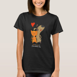 Cat And Dog On Friendship Day T-Shirt