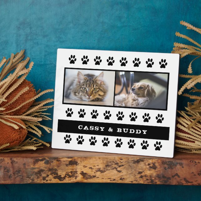 Cat and Dog Pet Paw Print 2 Photo Plaque (Side)