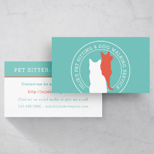 Cat and Dog Pet Sitter Dog Walker Business Card