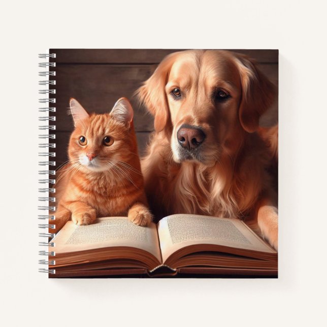 Cat and dog reading a book (Front)