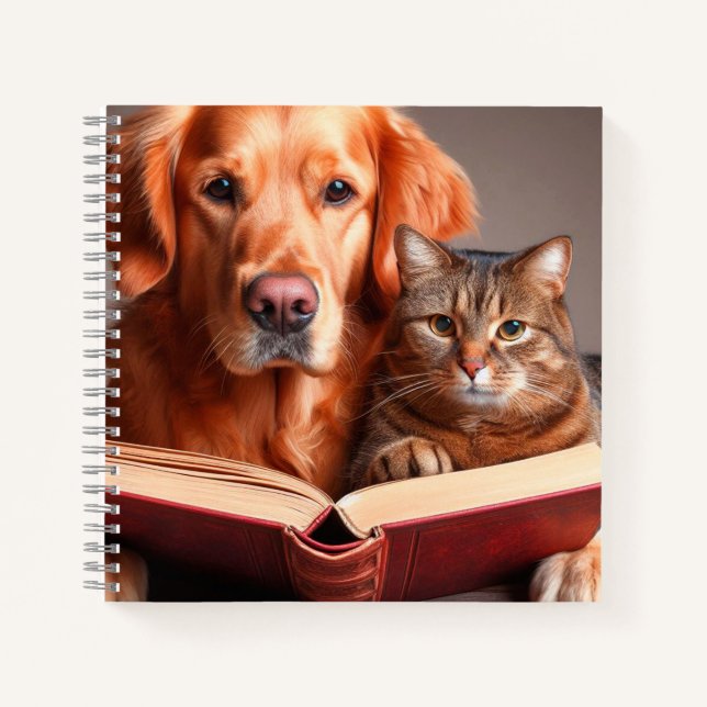 Cat and dog reading a book (Front)