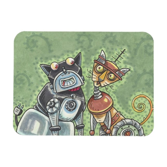 Cat And Dog Robots MAGNET *Customise (Horizontal)