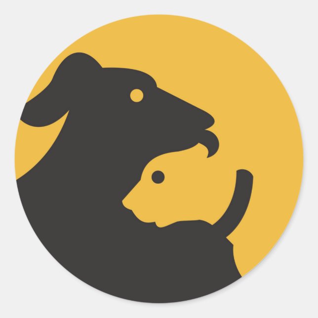 Cat and Dog Silhouette Classic Round Sticker (Front)