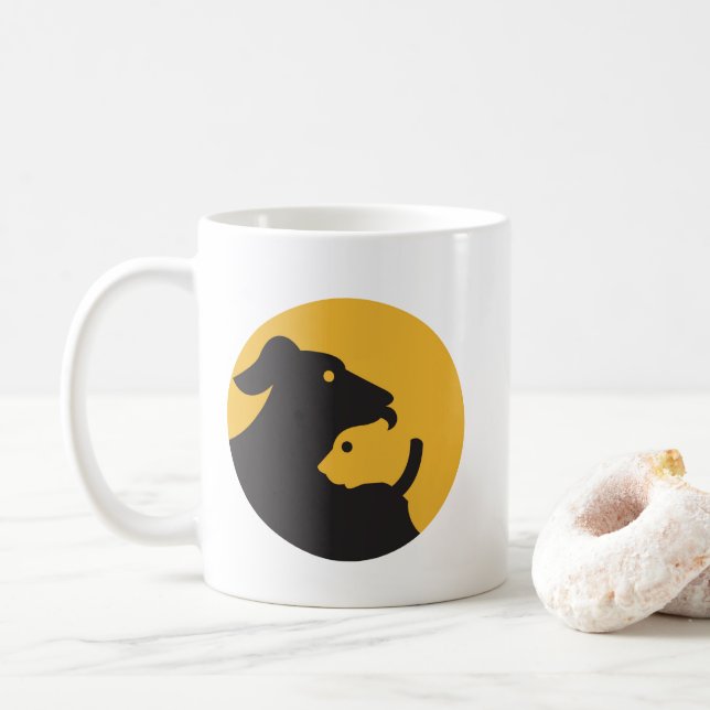 Cat and Dog Silhouette Coffee Mug (With Donut)