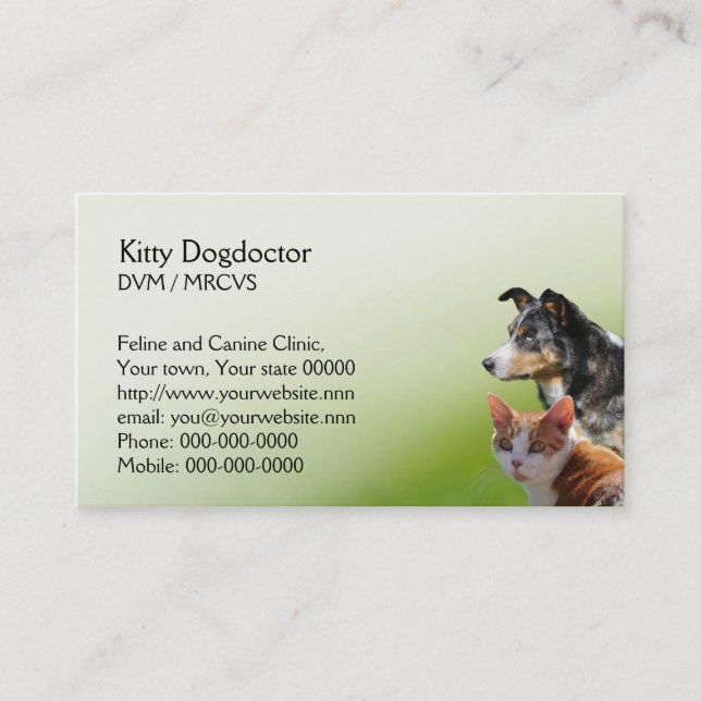 Cat and dog vet business appointment card (Front)