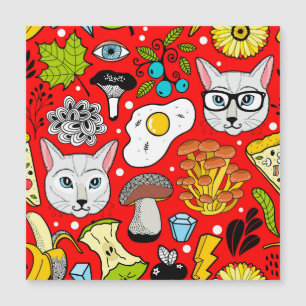 Cat and egg on red