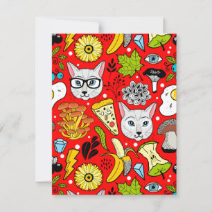 Cat and egg on red announcement