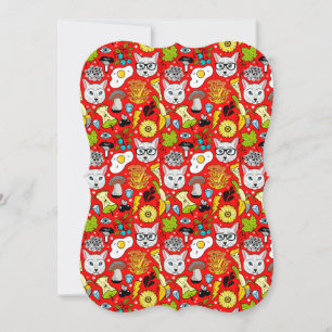 Cat and egg on red card