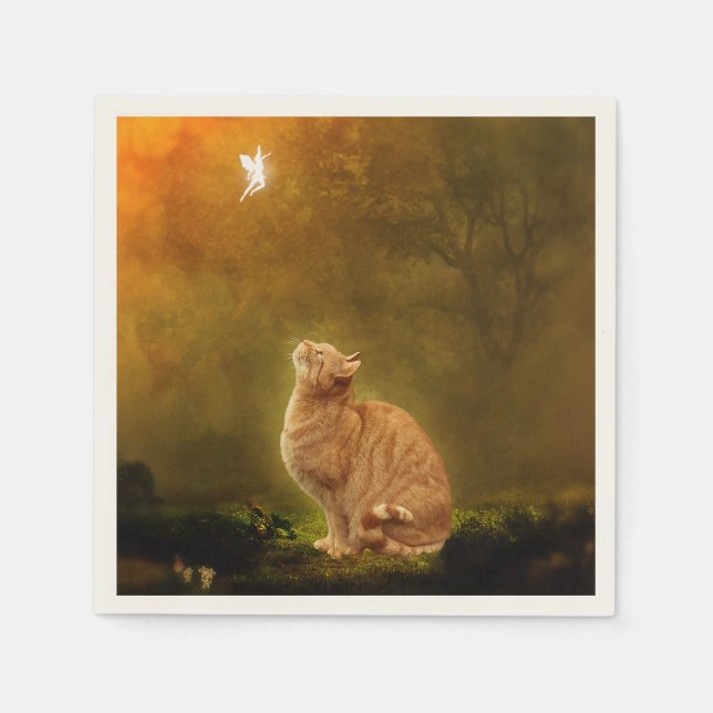 Cat and Fairy Napkin (Front)