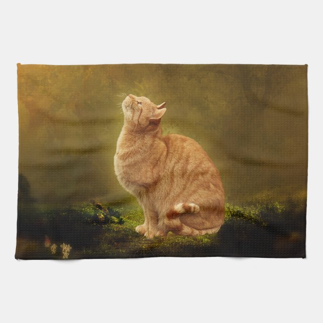 Cat And Fairy Tea Towel (Horizontal)