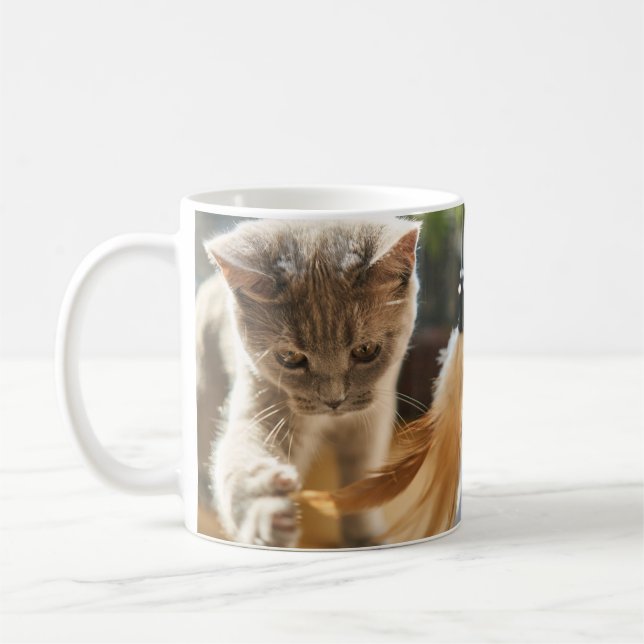 Cat and Feather Mug (Left)