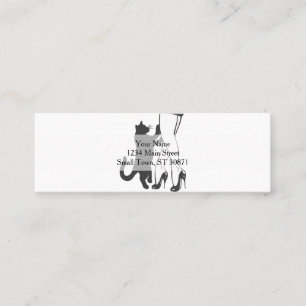 Cat and female legs - Choose background colour Mini Business Card