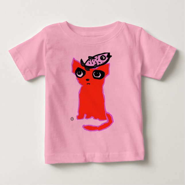 Cat and Fish Baby T-Shirt (Front)