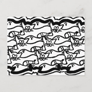 Cat and Fish Big Coloring Plate Postcard